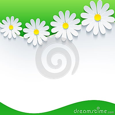 Floral frame with 3d flower chamomile Vector Illustration