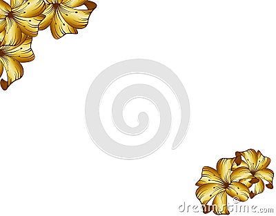 Floral frame. Golden lily border. Vector Illustration