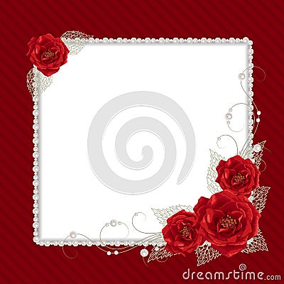 Floral frame with pearls Vector Illustration