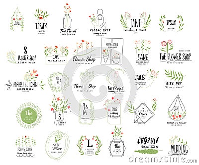 Floral frame set for wedding, flower shop, hand drawn style.vector illustration Vector Illustration