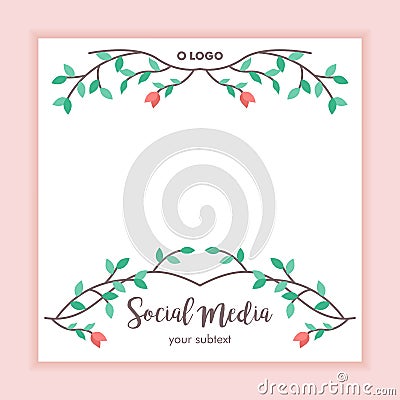 Floral frame social media post background Stock Photo