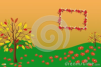 Frame with flowers and butterflies Stock Photo