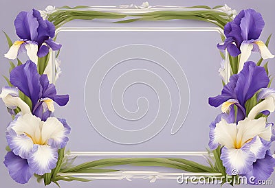 Floral frame, wreath of flowers, iris, just in the edges of the picture Stock Photo