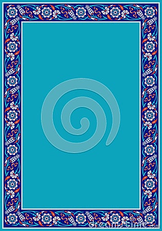 Floral frame for your design. Traditional Turkish ï¿½ Ottoman ornament. Iznik. Vector Illustration