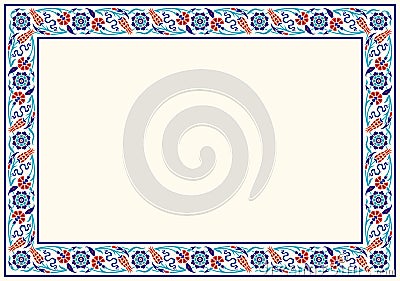 Floral frame for your design. Traditional Turkish ï¿½ Ottoman ornament. Iznik. Vector Illustration