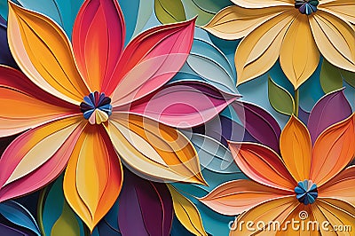 Floral Fusion: Abstract Representation of Various Flowers, Swirling Colors Blend to Mimic the Form of Petals, Focus on Artistic Stock Photo