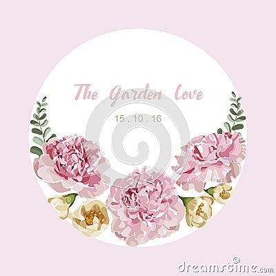 Floral in garden invitation card, flower pattern Vector Illustration