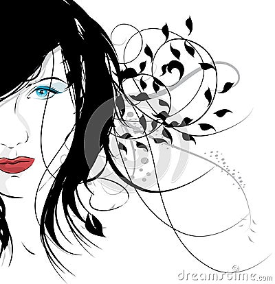 Floral girl Vector Illustration