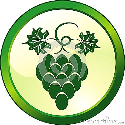 Floral grape glass button Vector Illustration