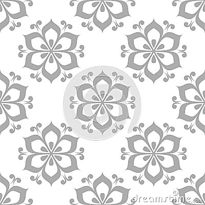 Floral gray seamless pattern. Background with fower elements for wallpapers Vector Illustration