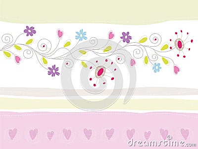 Floral Greeting Card Vector Illustration