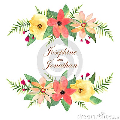 Floral greeting card, invitation, banner. Frame for your text wi Stock Photo