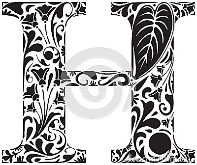 Floral H Vector Illustration