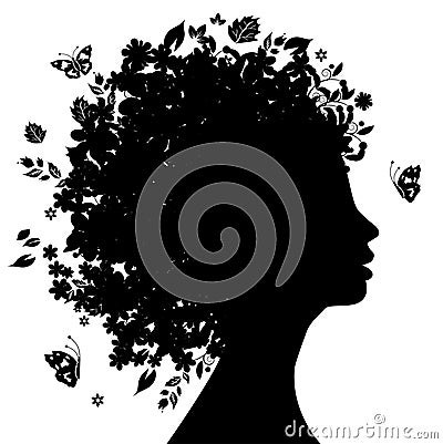 Floral hairstyle Stock Photo