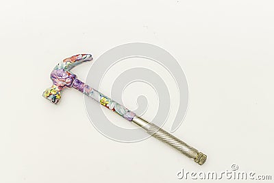 Floral hammer handle and claw isolated Stock Photo