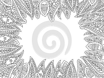 Floral hand drawn paisley frame in zentangle inspired style. Vector Illustration