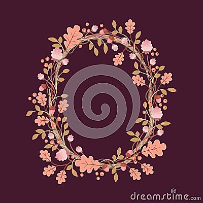 Floral hand drawn wreath Vector Illustration