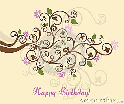 Floral happy birthday card Vector Illustration