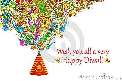 Floral Happy Diwali Vector Illustration