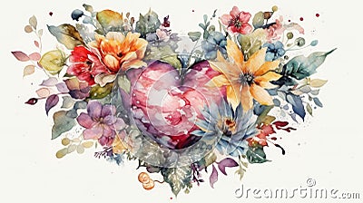 Floral Heart of Love: Perfect for Wedding Cards and Valentine's Day. Stock Photo