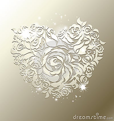 Floral heart on pearl background Vector Illustration