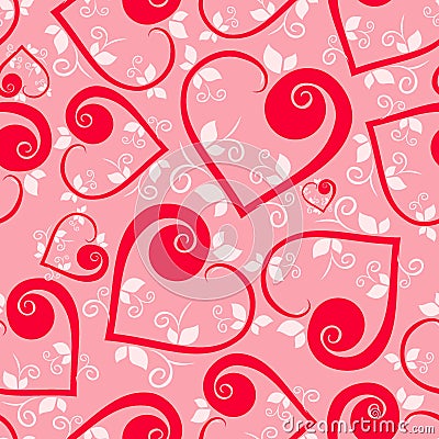 Floral heart Seamless pattern Vector Illustration