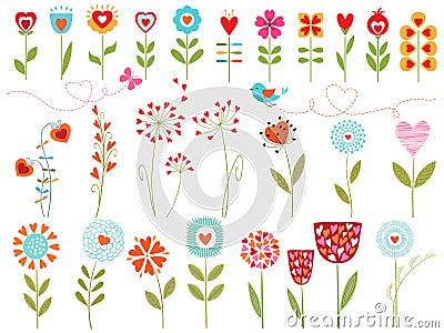 Floral hearts Vector Illustration