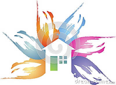 Floral house logo Vector Illustration