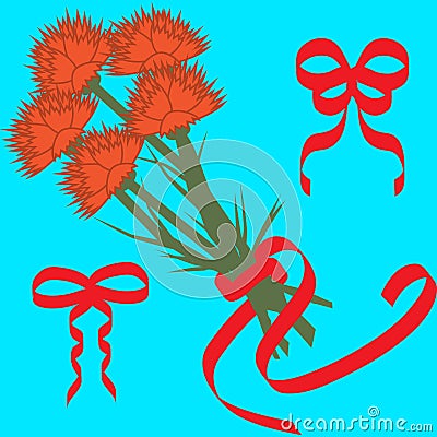 Floral illustration with bouquet of carnations Vector Illustration