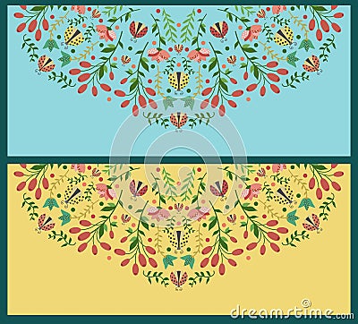 Floral invitations set Vector Illustration