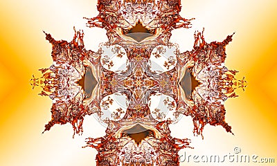 Floral kaleidoscopic design in pink, peach, beige and gold SERIES, pattern for manufacturing of packaging, scrapbooking, gift Stock Photo