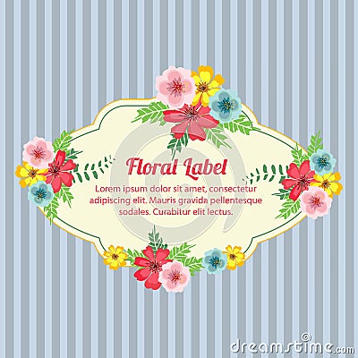 Floral label flower with vintage background Vector Illustration