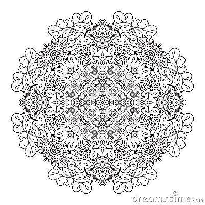 Floral lace motifs. Mandala. Zentangl relaxation Vector Illustration