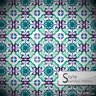 Floral lattice row gradient vintage geometric seamless pattern v Cartoon Illustration