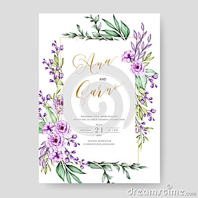 Beautiful watercolor wedding card template Vector Illustration