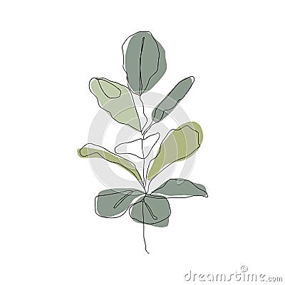 Floral and leaves icon Line art vector. Cartoon Illustration