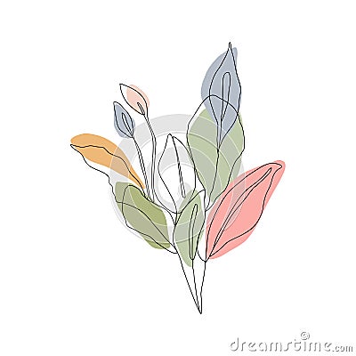 Floral and leaves icon Line art vector. Cartoon Illustration