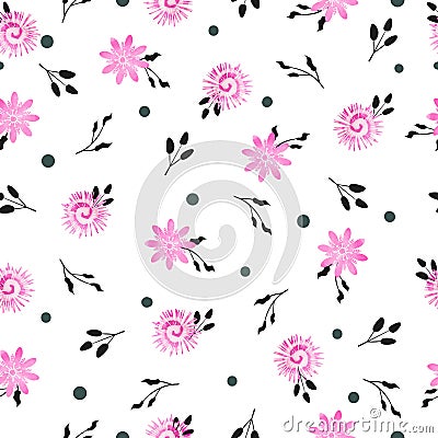 Floral lilac seamless pattern. Vector Illustration