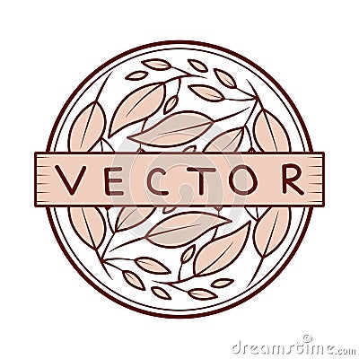 floral line badge Vector Illustration