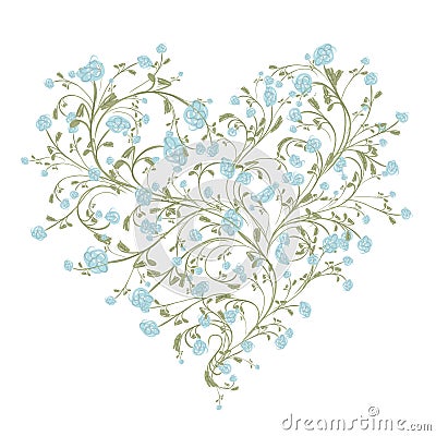 Floral love bouquet for your design, heart shape Vector Illustration