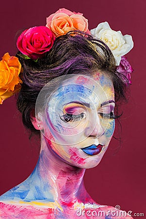Floral makeup Stock Photo