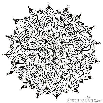 Floral mandala for coloring book Vector Illustration