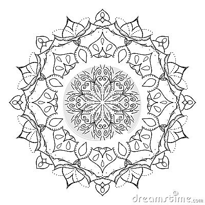 Floral mandala isolated on white background. Gorgeous handdrawn decorative design element. Vector Vector Illustration