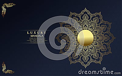 Luxury gold mandala ornate background for wedding invitation, book cover with mandala element style premium vector Vector Illustration