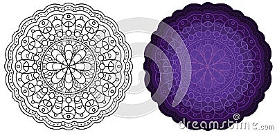 Floral mandala. Round pattern for coloring book. Vector Illustration