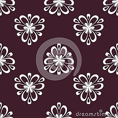 Floral maroon seamless pattern. Background with fower elements for wallpapers Vector Illustration