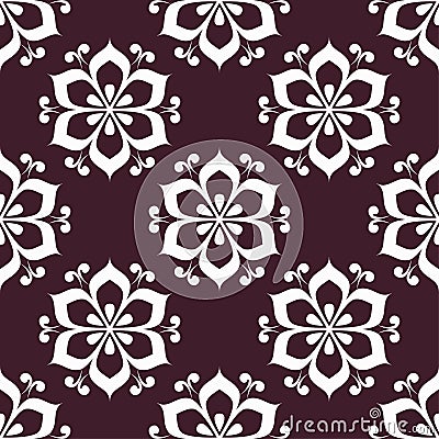 Floral maroon seamless pattern. Background with fower elements for wallpapers Vector Illustration