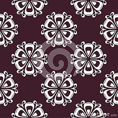 Floral maroon seamless pattern. Background with fower elements for wallpapers Vector Illustration
