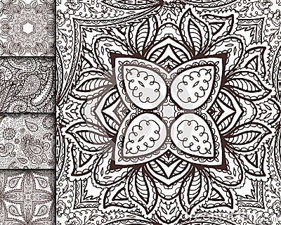 Floral mehendi pattern ornament vector illustration hand drawn henna mhendi pattern india tribal paisley background Vector Illustration