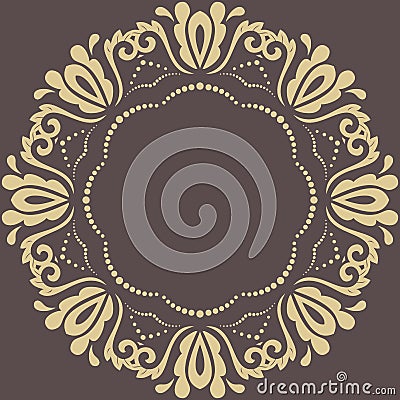 Floral Modern Round Frame Stock Photo